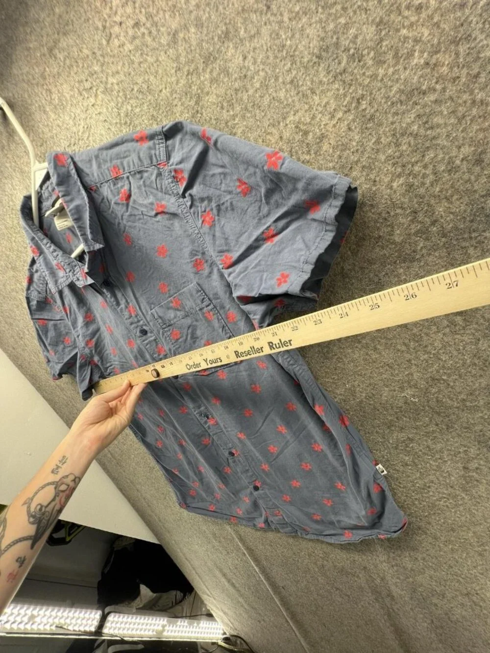The North Face Shirt Men Large Blue Floral Cotton Button Up Short Sleeve Casual